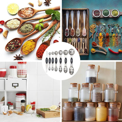 7-Piece Stainless Steel Magnetic Measuring Spoons Set with Leveler (7-Piece Stainless Steel Magnetic Measuring Spoons Set with Leveler-Colorful)