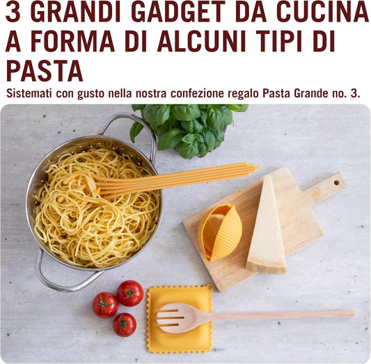 Monkey Business Silicone Kitchen Utensils in Gift Box/3 Large Pasta Kitchen Gadgets/Ravioli Spoon Rest, Juicer, Spaghetti Serving Spoon/Large Pasta No.3
