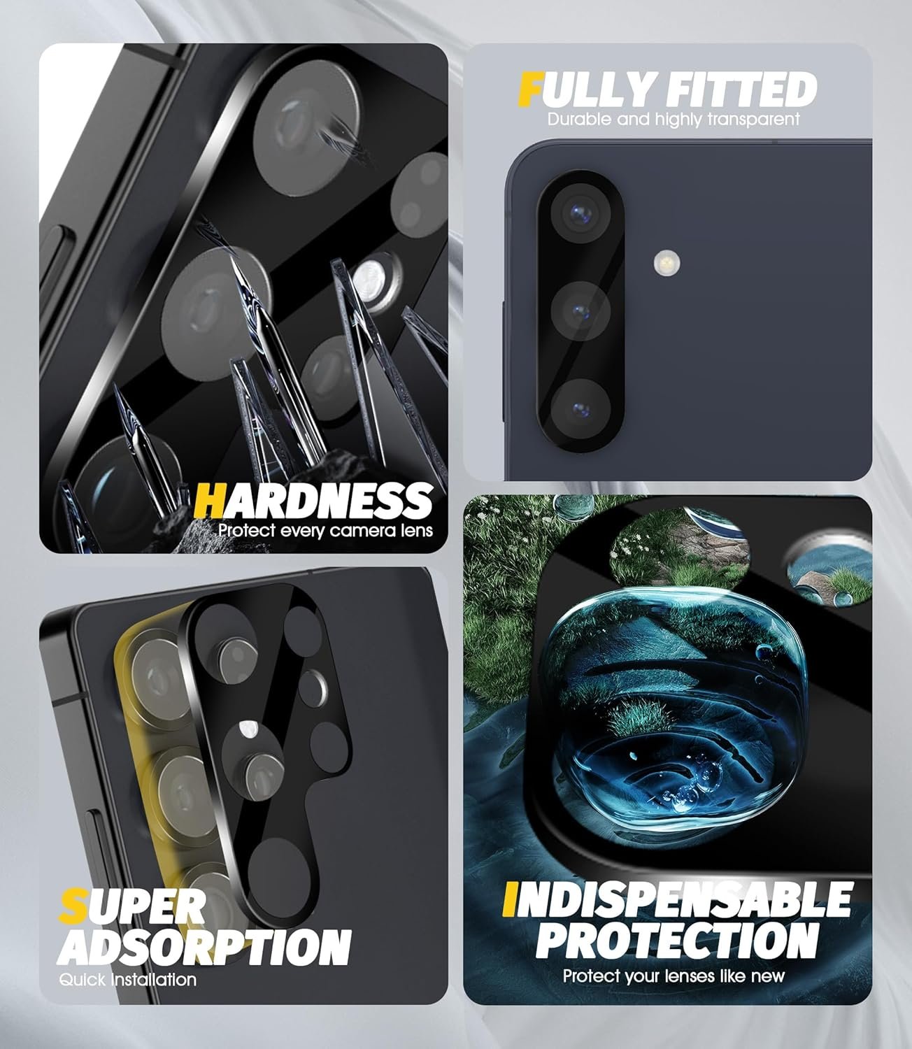 (3 Pack) Orzero Camera Lens Protector Compatible for Samsung Galaxy S25 Ultra, Protector de Cámera Tempered Glass 9H Precise Camera Cutouts Anti-Scratch Does Not Affect Night Shots and Flash
