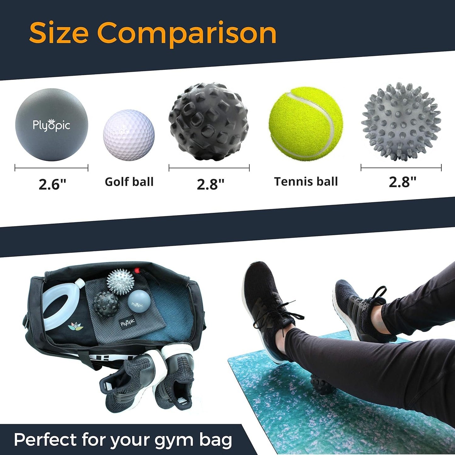 Plyopic Massage Ball Set – for Deep Tissue Muscle Recovery, Myofascial Release, Trigger Point Therapy, Mobility and Plantar Fasciitis Relief