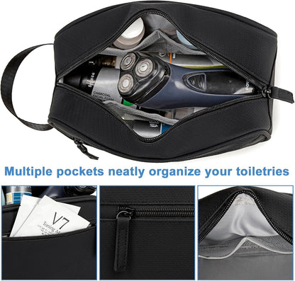 Travel Toiletry Bag for Men Women,Toiletries Dopp Fit, Water Resistant Shaving Bags,Small Bathroom Hygiene Organizer Pouch, Black, Toiletry Bag