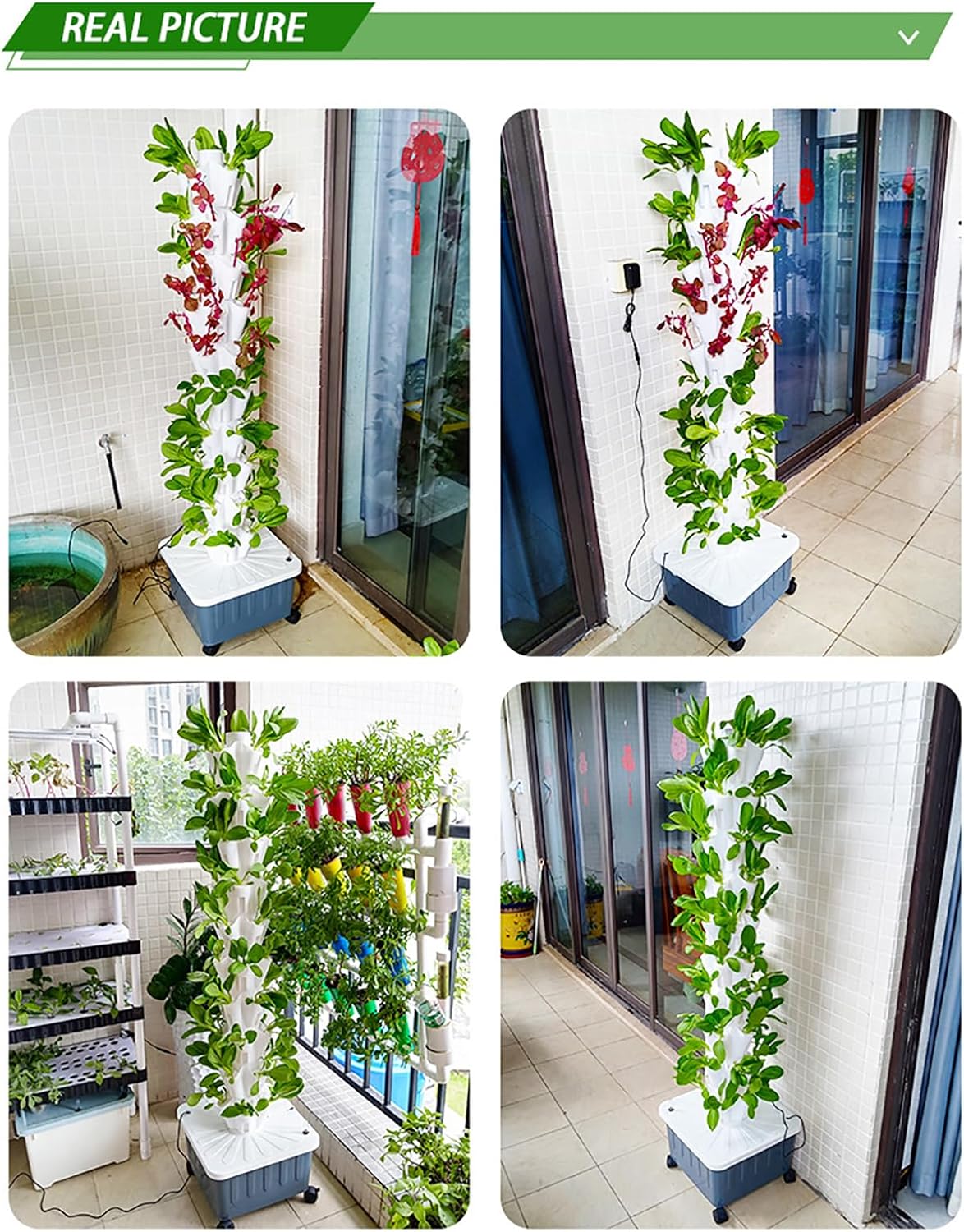 Kit di sistema di coltivazione idroponica a torre, 20/40/50/60 baccelli, torre di coltivazione verticale multistrato, attrezzatura per la semina di erbe aromatiche, frutta e verdura da interno