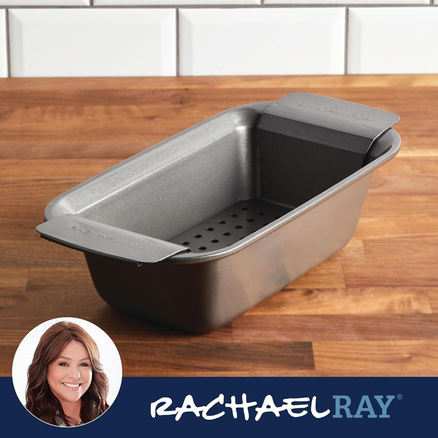 Rachael Ray 47364 Meatloaf Pan, 9" x 5", Gray