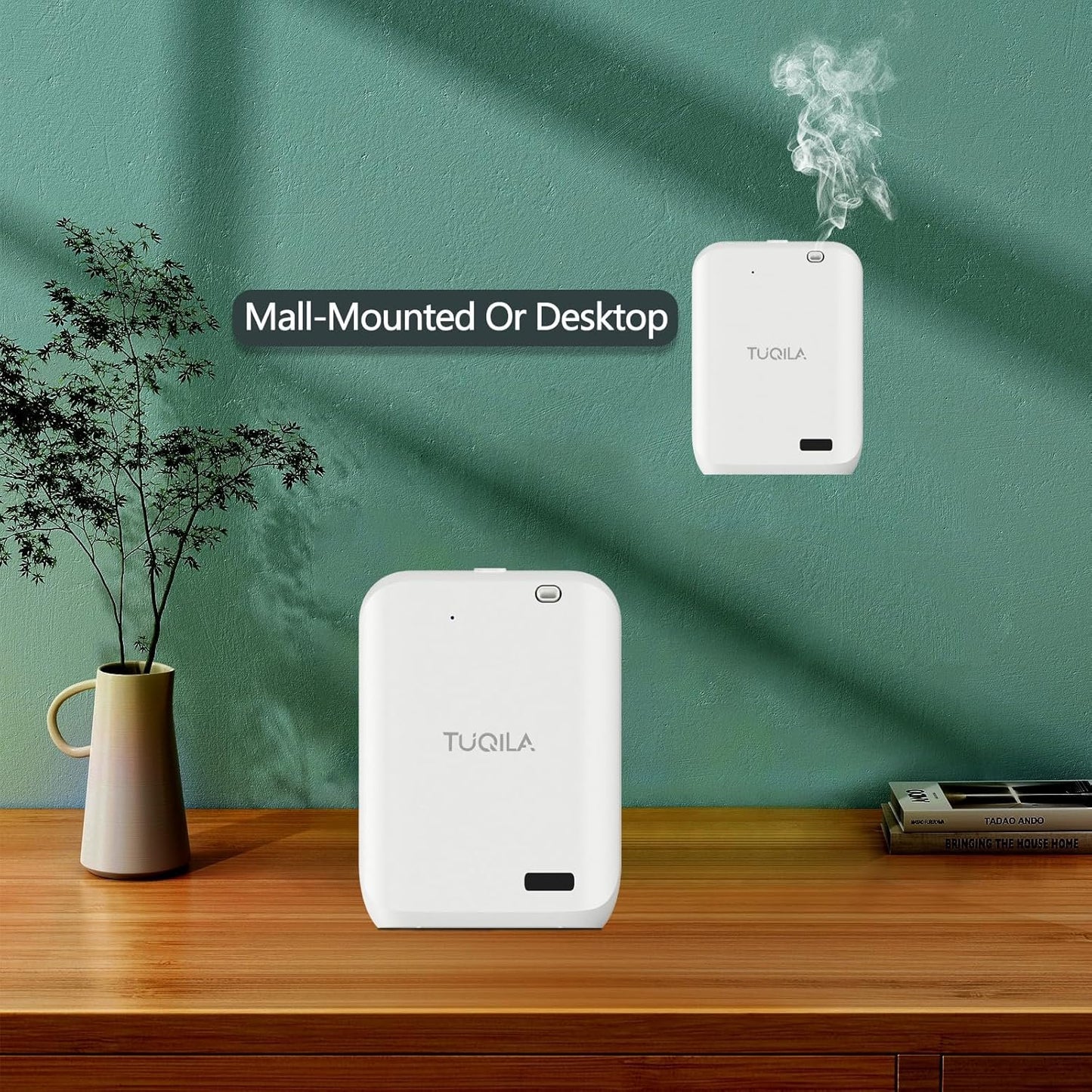 Tuqila Hotel Waterless Oil Diffuser Cold Air Technology 1000 sq.ft, APP Control Smart Scent Diffuser Clean Air Machine Essential Oil 150 ML, Wall Mounted Diffusion for Home, Hotel, Office (White)
