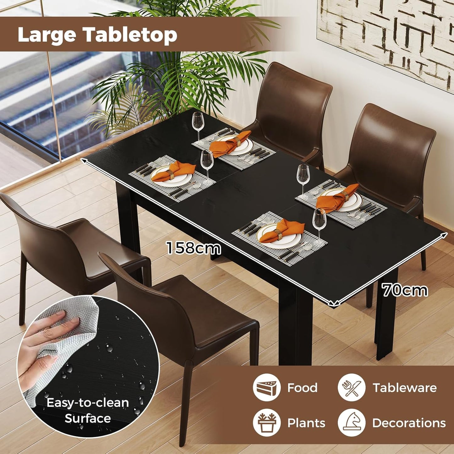 Giantex Extendable Dining Table, Modern Kitchen Table w/Adjustable Tabletop, L-Shaped Legs, Large Industrial Dinner Furniture for Kitchen, Dining Room, 110 KG Load Capacity