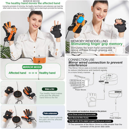 Hemiplegia Robot Gloves for Rehabilitation Physiotherapy Rehabilitation Equipment for Patients with Stroke Arthritis Hemiplegia Massage Gloves (A:Left Hand B: Right Hand) (Size: A L, Colour: Orange)