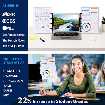 Note Tower Monitor Document Paper Holder for Typing | Clips to Laptops & Desktop Monitors I Reduces Eye & Neck Strain | Portable Copy Holder for Desk | Sticky Note Stand & Monitor Memo Board | White