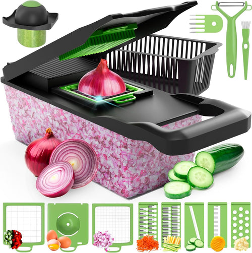 Blaze AU 15 in 1 Premium Vegetable Chopper, Onion Chopper, Salad Chopper, Food Chopper with Container Chopper Vegetable Cutter for Home Essentials & Kitchen Gadgets, Veggie Chopper & Slap Chop (Black)