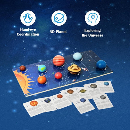 Planet Toys Montessori Wooden Solar System Model, Educational Toys for Kids 3-5, Preschool Learning Puzzle, Space Learning Toy, Planets for Kids