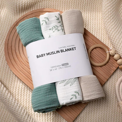 Muslin Swaddle Blankets for Newborn, 3 Pack Breathable Soft Receiving Blanket, Large 38 x 40 inches Swaddle Wrap Burping Clothes Diapers, Essentials Infant Shower Items, Toddler Gift (Bright Colors)