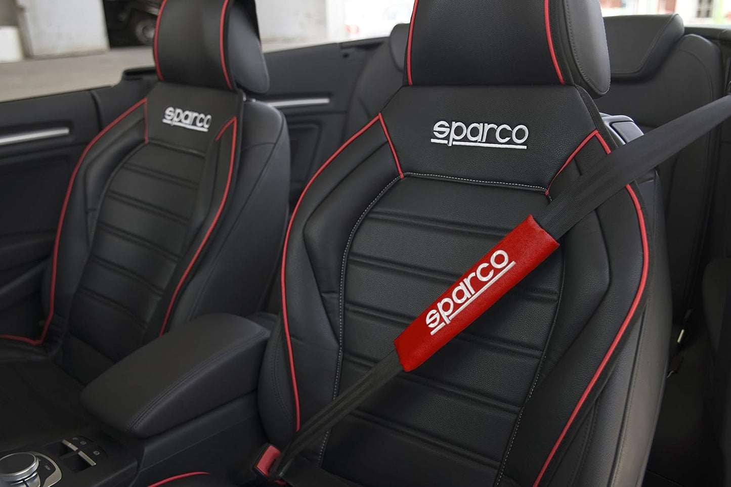 Sparco SPC1204RD Safety Belt Protectors, Red, Set of 2