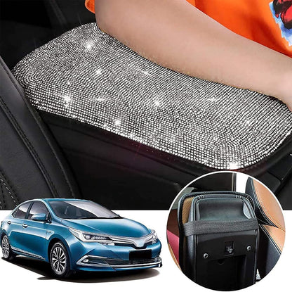 SUHU Bling Car Armrest Cover Cute Charming Auto Center Console Protective Cover Luster Crystal Rhinestone Car Arm Rest Cushion Pad Bling Car Interior Accessory for Women Girl 12.2 x 8.7 Inch 3