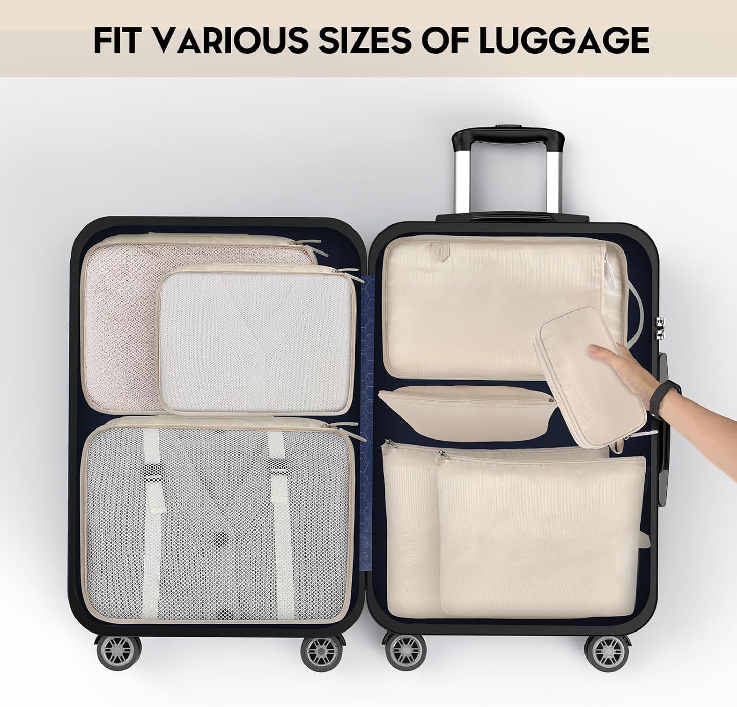 Carttiya 8-Piece Set Suitcase Organizer, Space-Saving, Waterproof Travel Cubes, Multifunctional Packing Cubes, Packing Cubes, Organizer Suitcases Set
