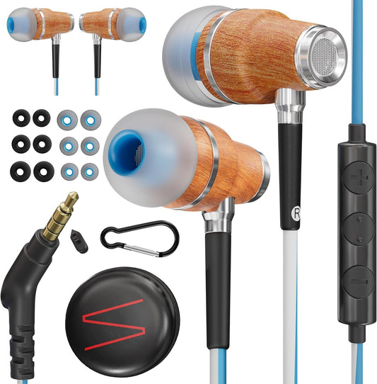 Symphonized Wired Ear buds with Microphone — 90% Noise Cancelling In Ear Headphones Wired, Ear Buds Wired, Earbuds for Computer, Android & PC — Corded Earbuds, Plug In Earphones with Mic (3.5mm Jack)