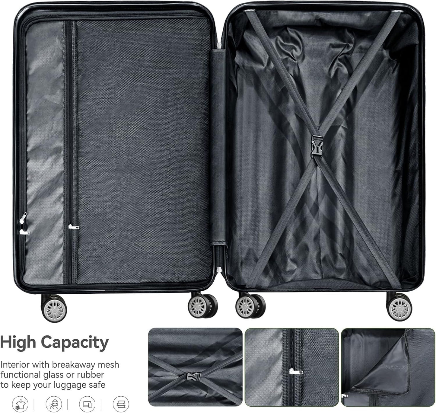 Strenforce 24 Inch Luggage Lightweight Suitcase Travel Luggage with Spinner Wheels TSA Lock,Mint Green