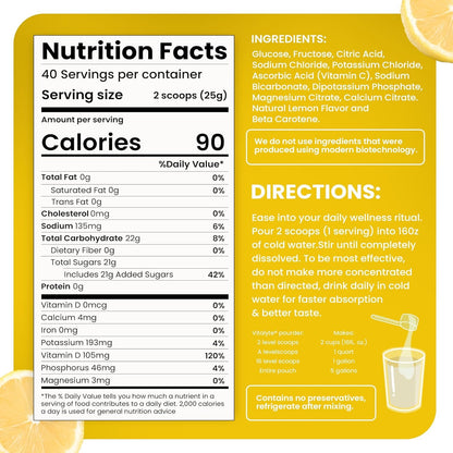 Vitalyte Electrolyte Powder 35 oz, 40 Servings | 100% Natural Isotonic Drink Mix for Hydration, Energy & Recovery | Keto Electrolytes Energy Drink Powder Water Enhancer | Low Sugar Sports Nutrition Electrolyte Replacement Drinks