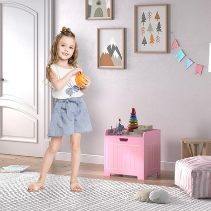 Kids Storage Chests & Trunks,Small Box Cube Toy Storage Organizer Pink,Wooden Entryway Storage Bin For Home Books Clothes Toy,Small Square Nightstand ForPlayroom,Bedroom(15.4x11.8x15.3inches)