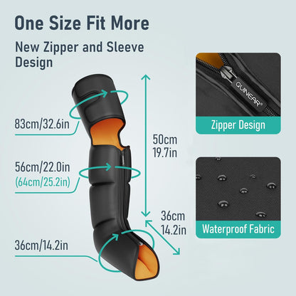 QUINEAR Leg Massager, 3-in-1 Foot Calf & Thigh Massager with Heat and Compression Therapy, Leg Massage Boots for Swollen Legs, Edema, RLS Pain Relief