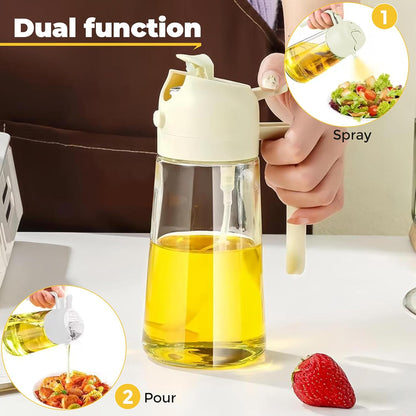 WEARPEER 16oz/470ml 2-in-1 Glass Olive Oil Sprayer & Dispenser – Premium Oil Spray Bottle for Cooking, Air Fryer, Salad, BBQ & Frying – Food-Grade kitchen tools & gadgets & Oil Dispenser Bottle