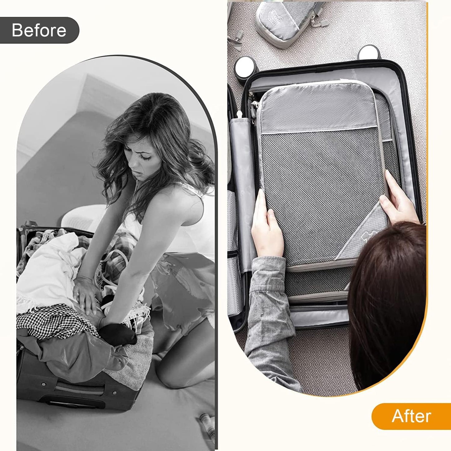 SINZUX Space-Saving Suitcase Organizer, Set of 6 Compression Packing Cubes Travel Organizer, Ultralight Expandable Compression Organizers Suitcase Travel Dividers Suitcase for Traveling