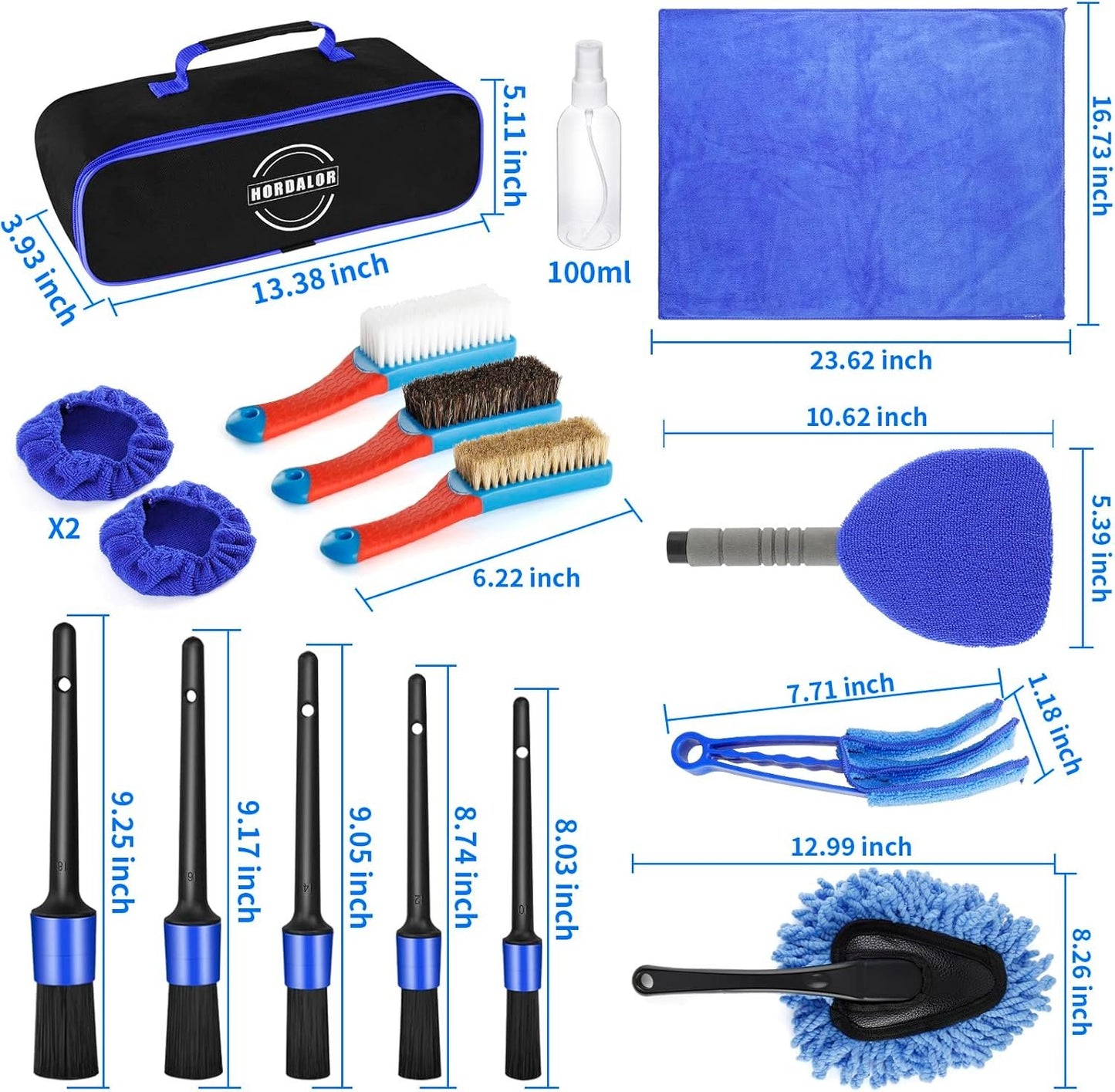 Car Cleaning Kit,Car Interior Detailing Kit with High Power Handheld Vacuum,Detailing Brush Set,Windshield Cleaning Tool,Microfiber Applicator,Towels,Complete Car Cleaning Supplies (Blue)