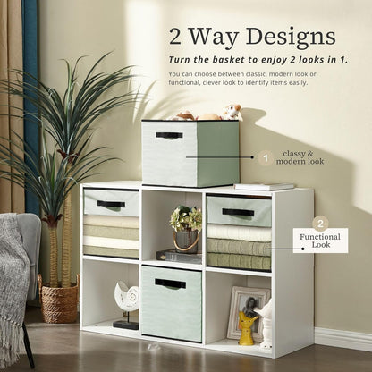 DECOMOMO Fabric Cube Storage Bin – Storage Bins with Clear Window, Toy Storage for Kids, Closet Organizers and Storage for Clothes (11 inch Cube, Green) - 6 Pack