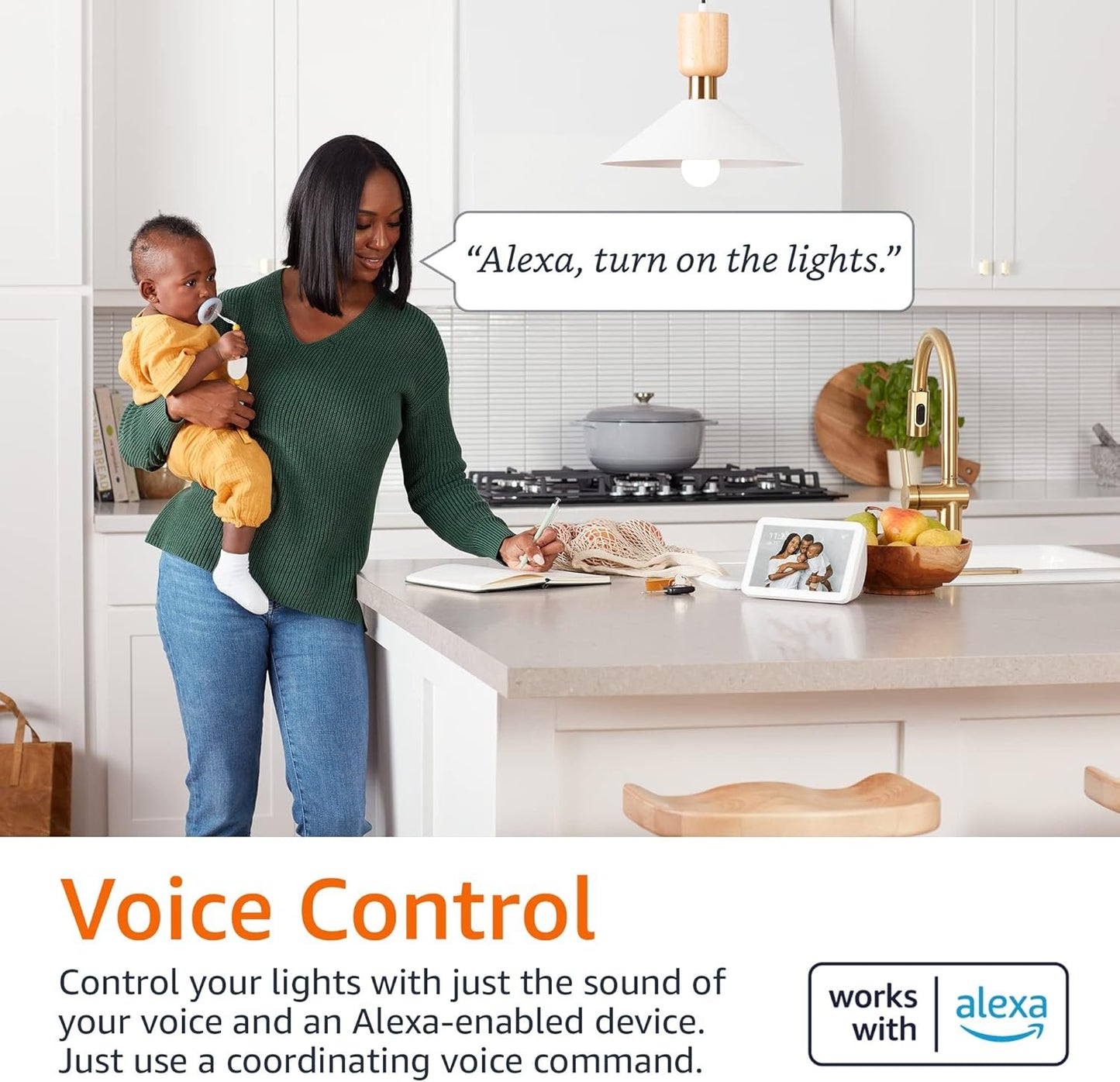 Amazon Basics Smart A19 LED Light Bulb, Color Changing, 9W (60W Equivalent), 800LM, Works with Alexa Only, 2.4 GHz Wi-Fi, No Hub Required, 4 Pack