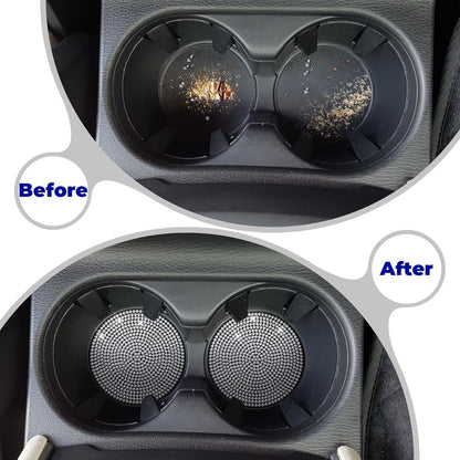 2 Pack Car Cup Holder Coaster,Fashion Anti-Slip Shockproof Universal Vehicle Cup Holders Coasters Insert Bling Crystal Rhinestone Auto Automotive Interior Accessories for Women (Black)