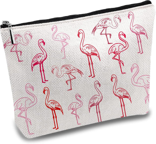 CREATCABIN Flamingo Makeup Bags Pink Cosmetic Pouch Zipper Pouches Pencil Case Polycotton Toiletry Bag Travel Organizer Bag Accessories Gifts Mom Girlfriend Wife Teacher 25 x 18 cm