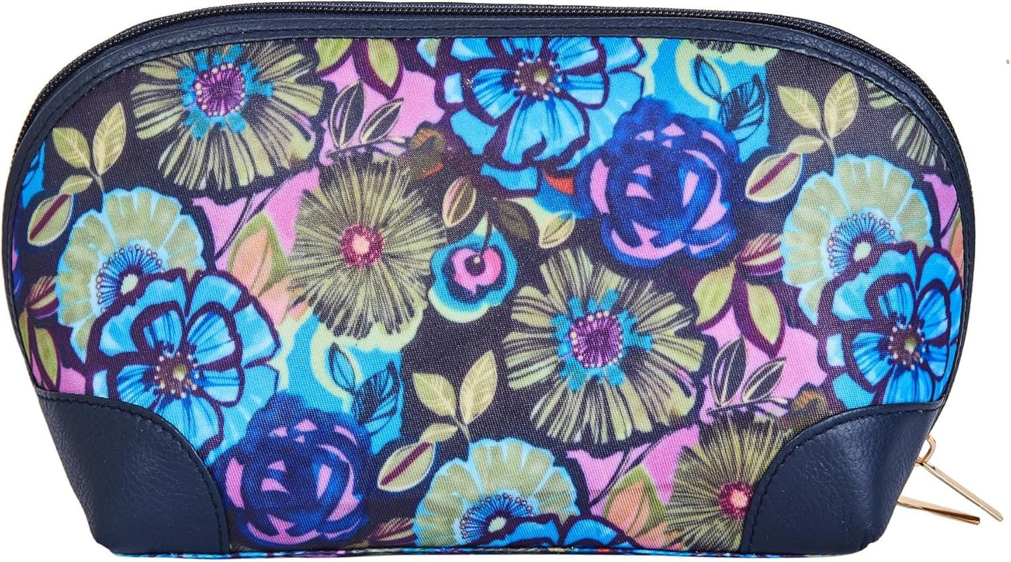 SISHKA Floral Print Cosmetic Bag for Women – Stylish Travel Pouch with Leather Detailing – Great Gift for Valentine’s Day, Mother’s Day, Birthday & Anniversary