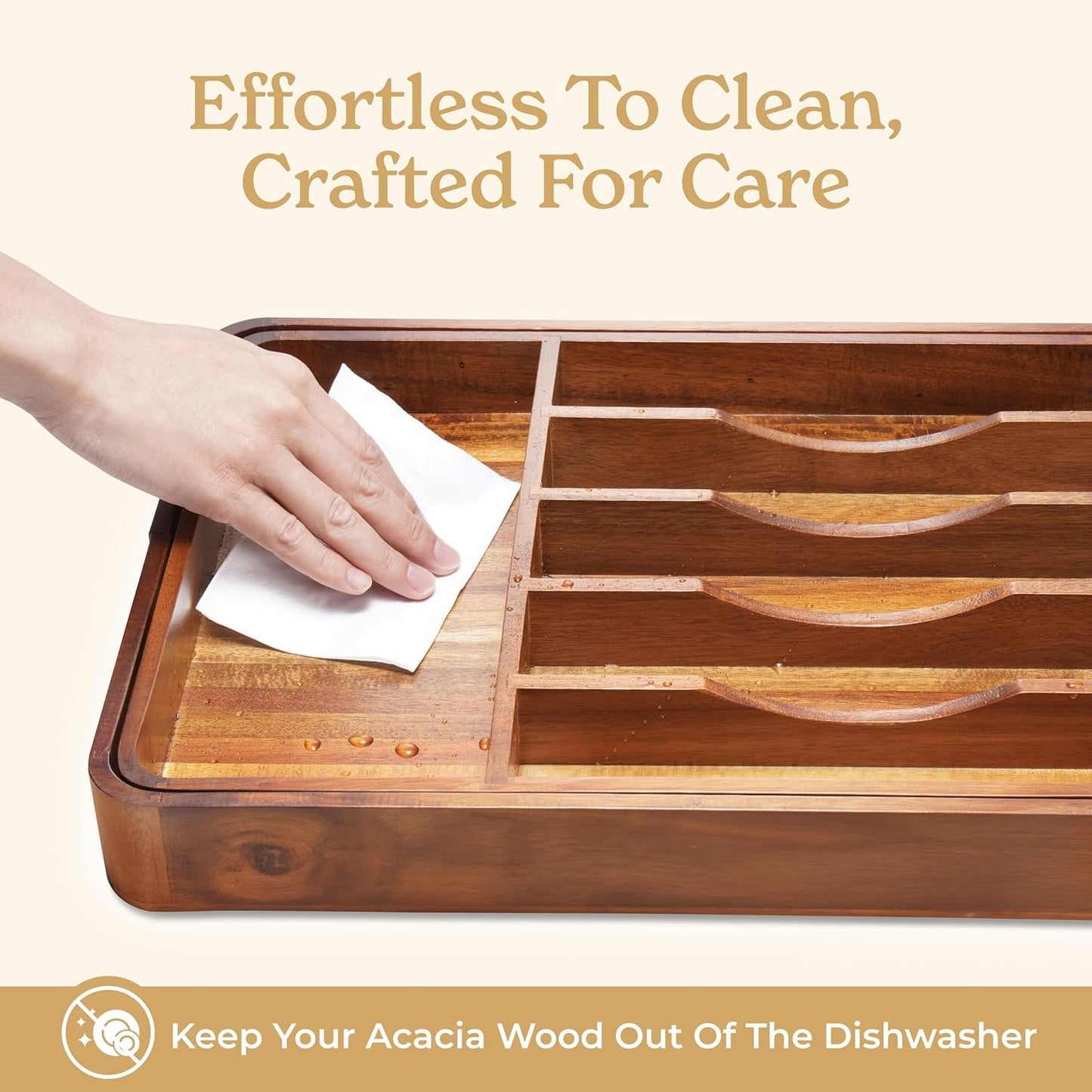 SMIRLY Silverware Drawer Organizer – Bamboo Kitchen Drawer Organizer, Adjustable Utensil Holder and Cutlery Tray, Drawer Dividers for Flatware and Kitchen Utensils