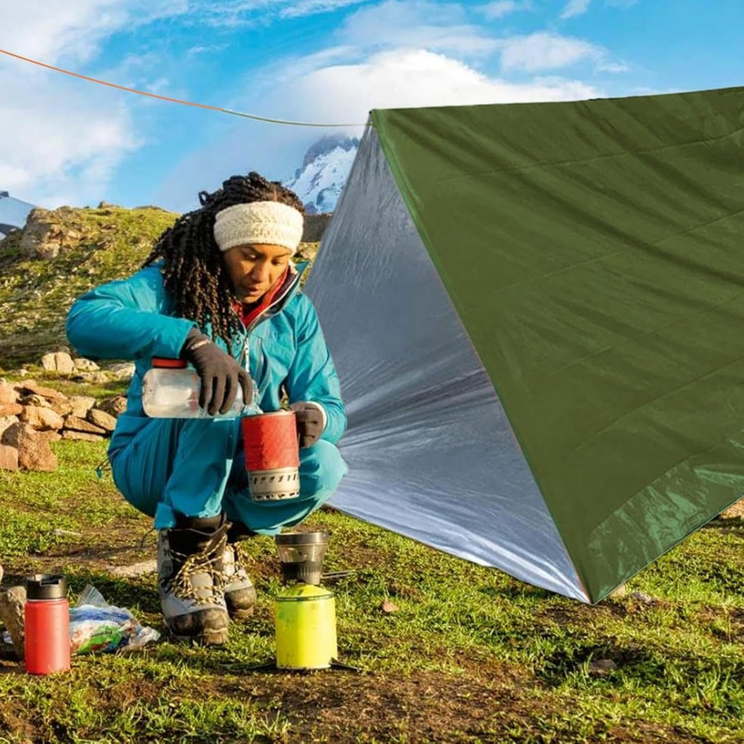 Shelter Survival Tent,Camping Survival Tent Kit | Lightweight Windproof Waterproof Tarp Sleeping Bag Thermal Sack Blanket for Outdoor Activities