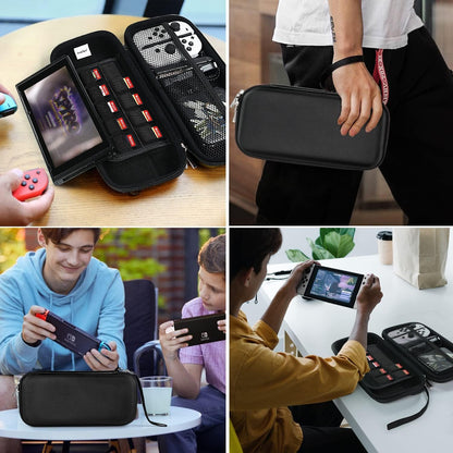 Carrying Case for Nintendo Switch and New Switch OLED Model(2021), iVoler Protective Portable Hardshell Pouch Carrying Travel Game Bag for Switch Accessories Holds 10 Game Cartridge