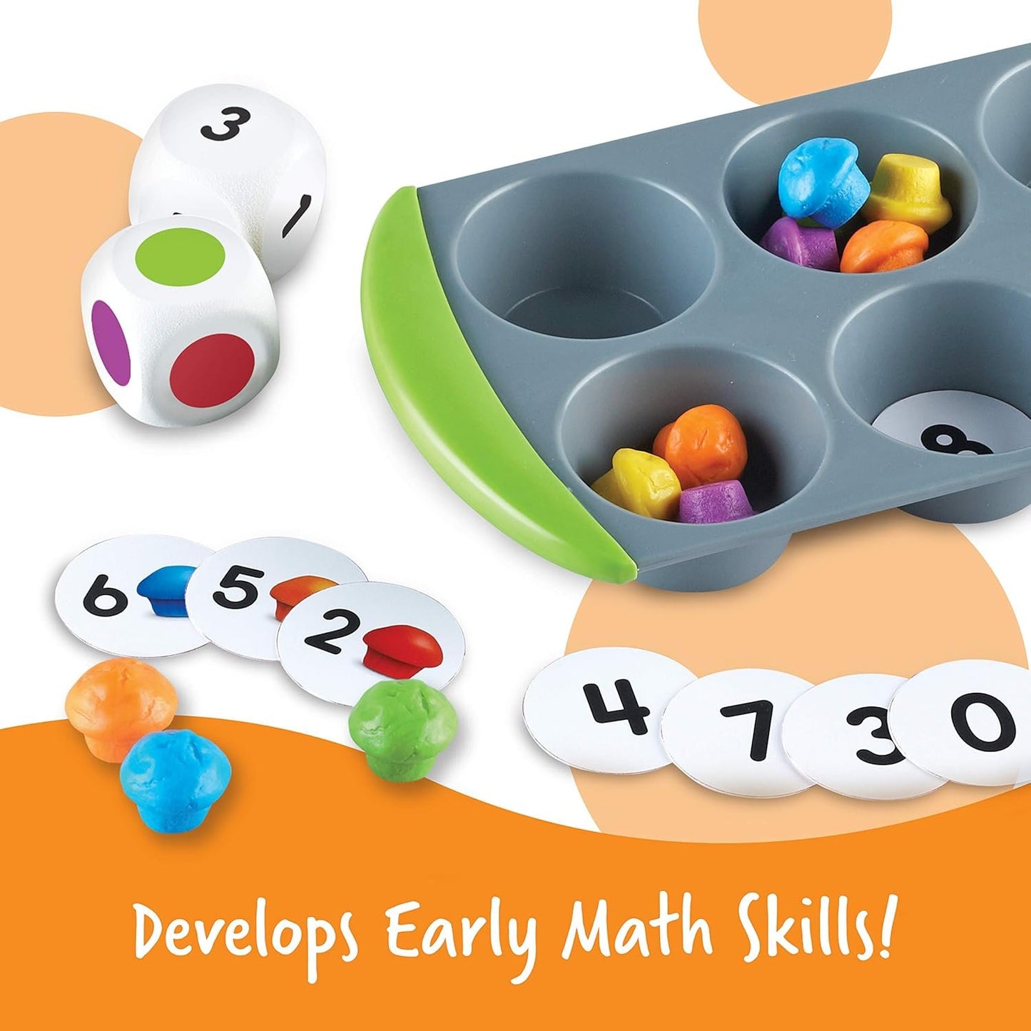 Learning Resources Mini Muffin Match Math Activity Set - 76 Pieces, Ages 3+ Toddler Learning Toys, Counting and Sorting Toys
