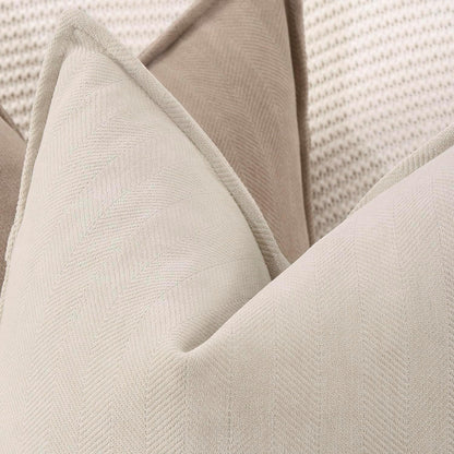 MADIZZ Textured Chenille Throw Pillow Covers Set of 2 Super Soft Decorative Pillow Covers Boho Cushion Covers Modern Farmhouse Home Decor for Sofa Bedroom 18x18 inch Beige