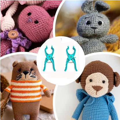 Crovakeu 1Pcs Professional Crochet Safety Eye Attachment Tool - Upgraded Design for 5-30mm Stuffed Animals & Dolls, used for crochet and filling animal eye production products DIY process (pink)