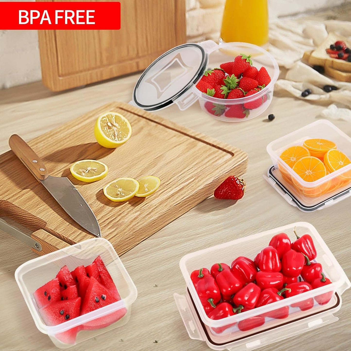 Skroam 36 Pack Food Storage Containers with lids (18 Airtight Kitchen Storage Containers & 18 Lids), Plastic Meal Prep Container with Free Labels & Marker - Leak Proof & Freezer Safe