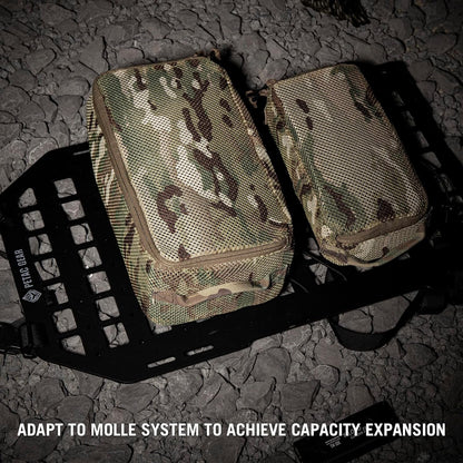 PETAC GEAR 3 PCS Tactical Modular Packing Cubes, Large Capacity Mesh Storage Bag,Outdoor Travel Organize Storage Pouches Bags., camouflage, Large, Quick Dry Mesh