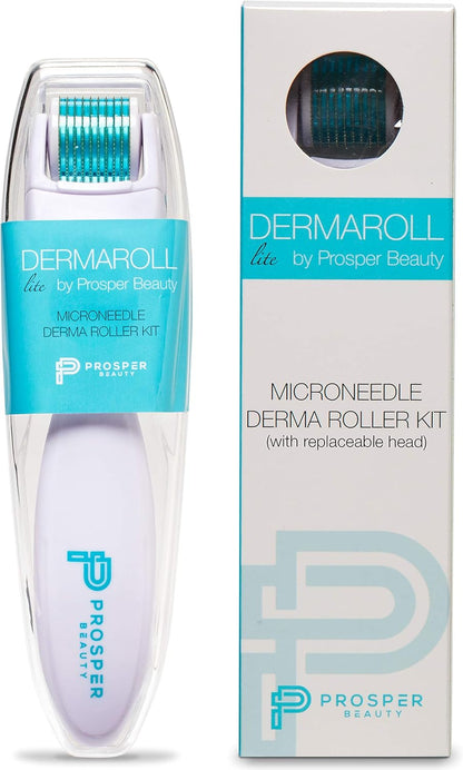 Prosper Beauty Derma Roller Microneedle Kit [DERMAROLL lite by ] 540 Titanium Micro Needles 0.25mm Microneedling Face Roller Exfoliation Microdermabrasion Derma Skin Care Tool Dermaplaning Dermapen