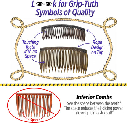 Good Hair Days Grip-Tuth Shorty Combs - Decorative & Styling Combs for Fine and Thin Hair (Crystal, 2 Count - 1 3/4 inch)