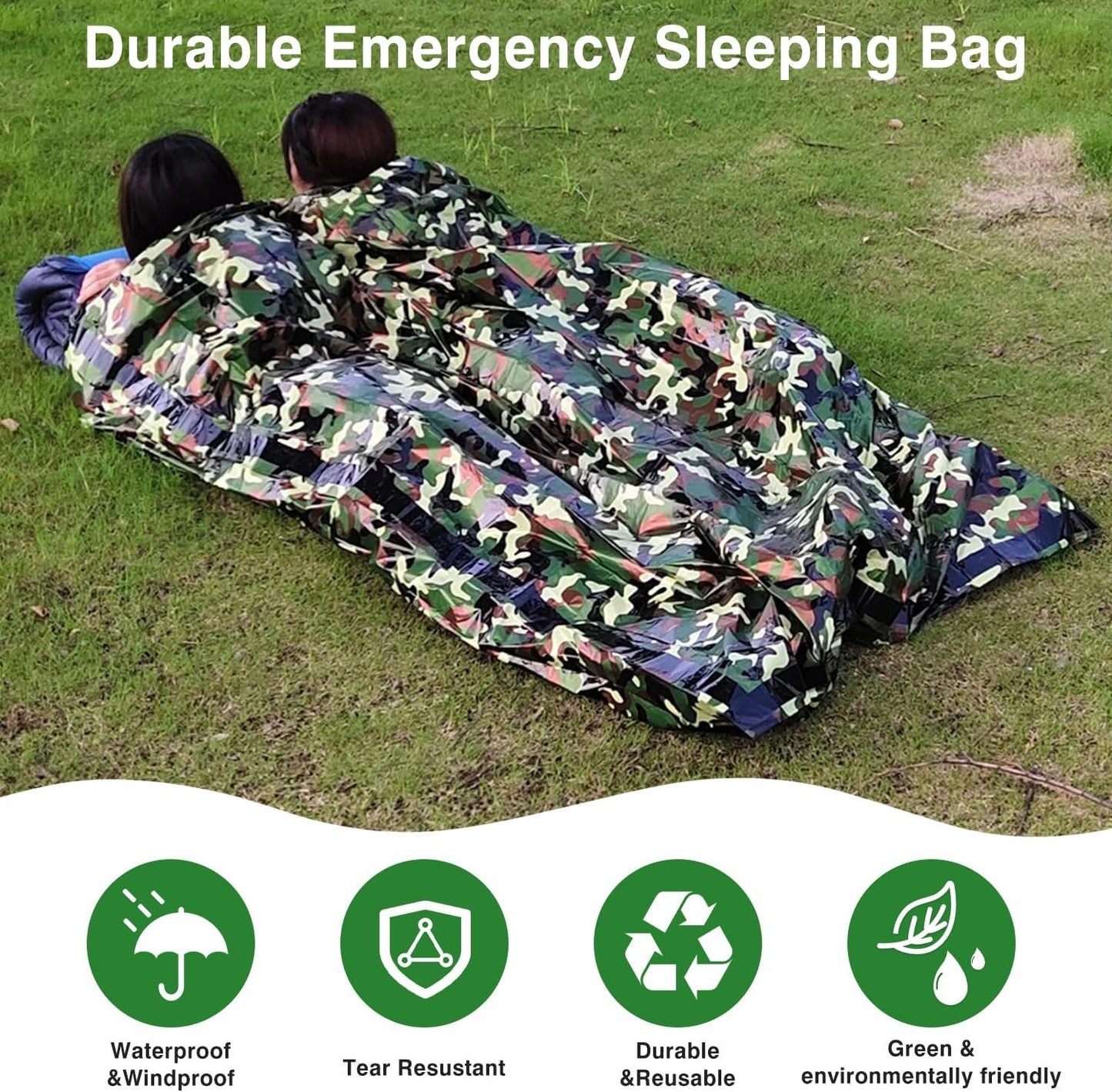 Emergency Sleeping Bag, Survival Sleeping Bag, Survival Bivouac Bag, First Aid Rescue Blankets, Waterproof Emergency Blanket, Warm Tube Tent, Ultralight, Heat Repellent, Cold Protection, Rescue Tent