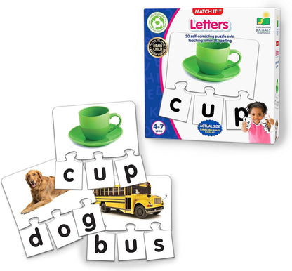The Learning Journey Match It! Letters - 20-Piece Self-Correcting Spelling Puzzle for Kids | Early Reading & Phonics Learning Game | 3-Letter Words | Educational Toy for Ages 4+