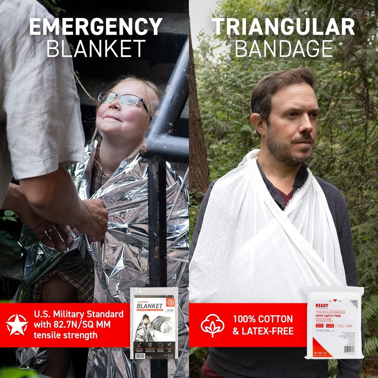Ready First Aid 107 Piece First Aid Kit - Camping, First Aid Kit, Camping Essentials, Hiking, Home Essentials, Car Emergency Kit, Hiking Gear, First Aid Kit Travel, Car Essentials, Survival Stuff