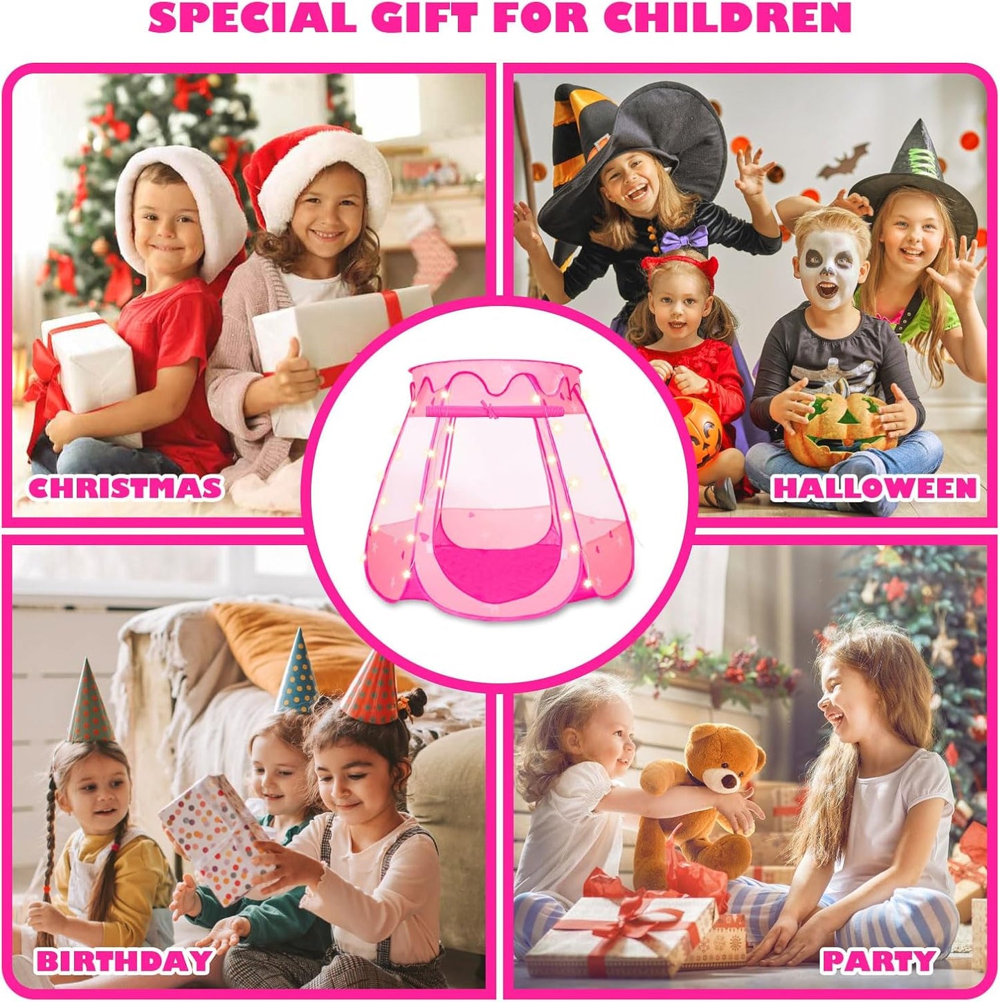 Pop Up Princess Tent with Star Lights,Ball Pit for 1 2 3 Year Old Girl Birthday Gift,Princess Toys for Toddlers 1-3 with Carrying Bag, Play Tent for Kids Indoor|Outdoor (50 Balls not Included)
