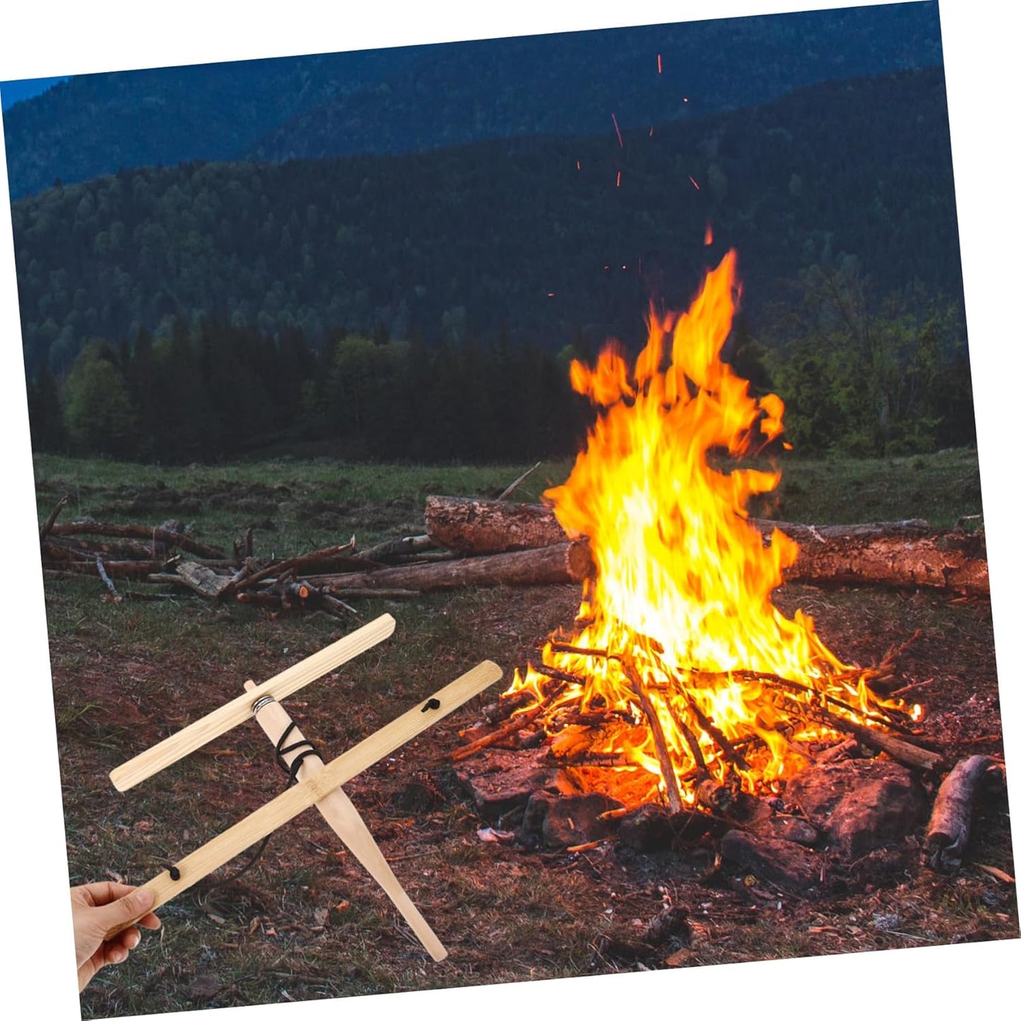 Toddmomy 1 Set Outdoor Survival Tool Wooden Fire Drill Kit for Camping Hiking Learning Skills Portable Lightweight for
