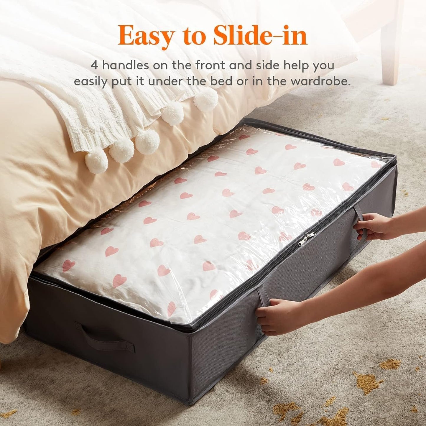 6PACK 90L Underbed Storage Containers,Reinforced Handle Closet Organizers and Storage Bins, Foldable Underbed Bags for Blankets, Towels, Comforter, Sweaters, Pillows, Linen Sheets