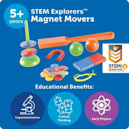 Learning Resources STEM Explorers, Homeschool, Magnet Movers, 39 Pieces, STEM Certified, Ages 5+