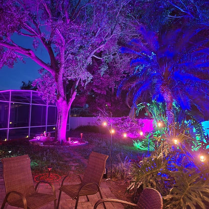 LED Flood Light Outdoor 800W Equivalent, Bluetooth Smart Color Change Landscape Lighting, DIY-Scene+RGB Colors+Warm White 2700K -APP & Group Control & Timing, IP66 Waterproof US 3-Plug Up Light 4Pack
