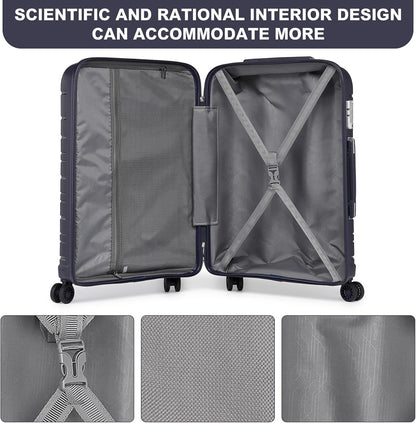 Kono Lightweight Hard Shell Suitcase Travel Carry On Luggage, Navy, Hard Cabin Suitcase
