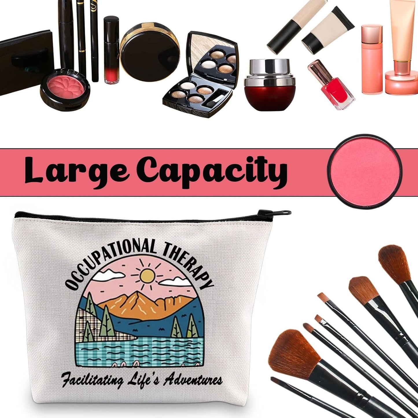 OT Gift Doctor Appreciation Gift Occupational Therapy Cosmetic Bag Medical Assistant Travel Toiletry Pouch (C OT)